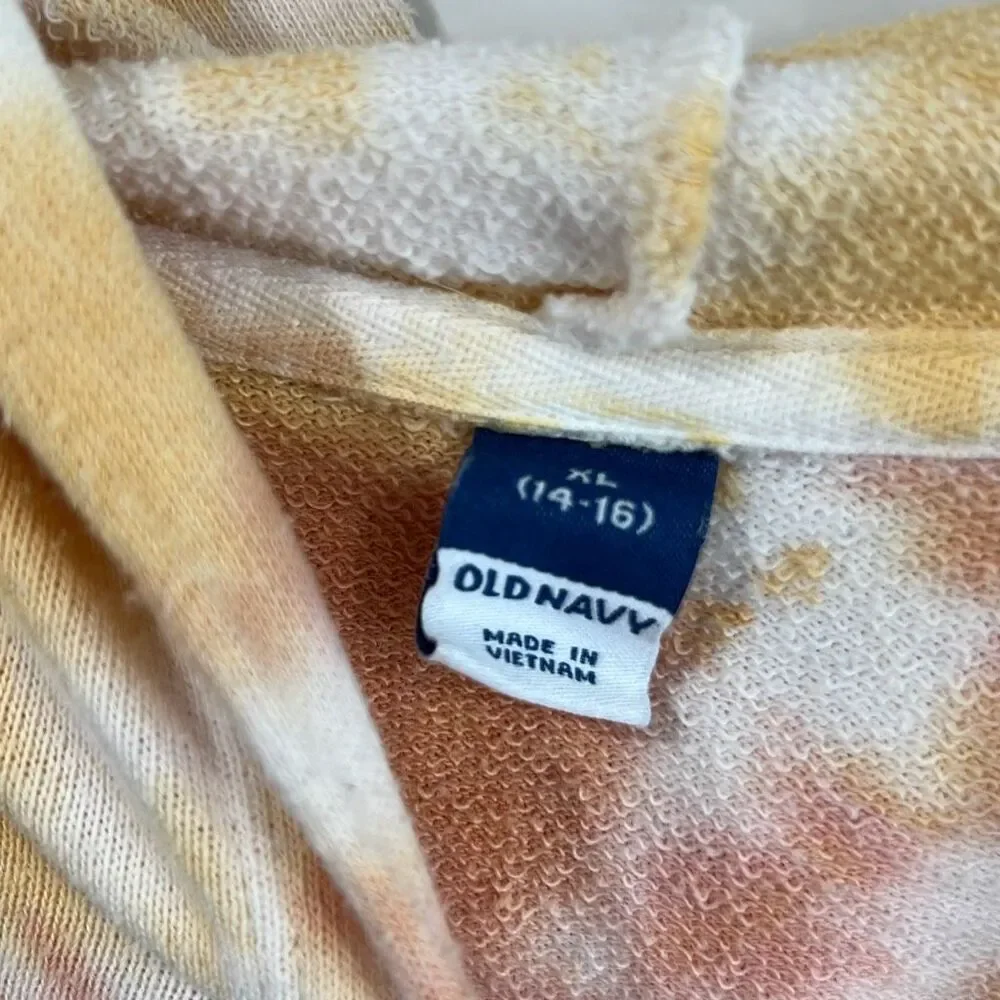 Old Navy Kids Tie‎ Dye Crop Hoodie XL 14/16 Orange